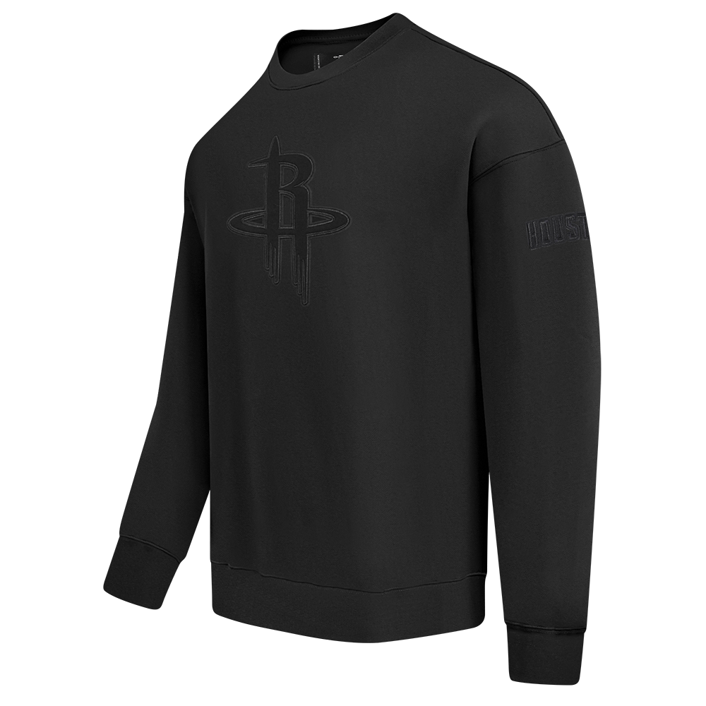 NBA HOUSTON ROCKETS NEUTRAL MEN'S DROP SHOULDER FLC CREWNECK (BLACK)