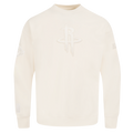 NBA HOUSTON ROCKETS NEUTRAL MEN'S DROP SHOULDER FLC CREWNECK (EGGSHELL)