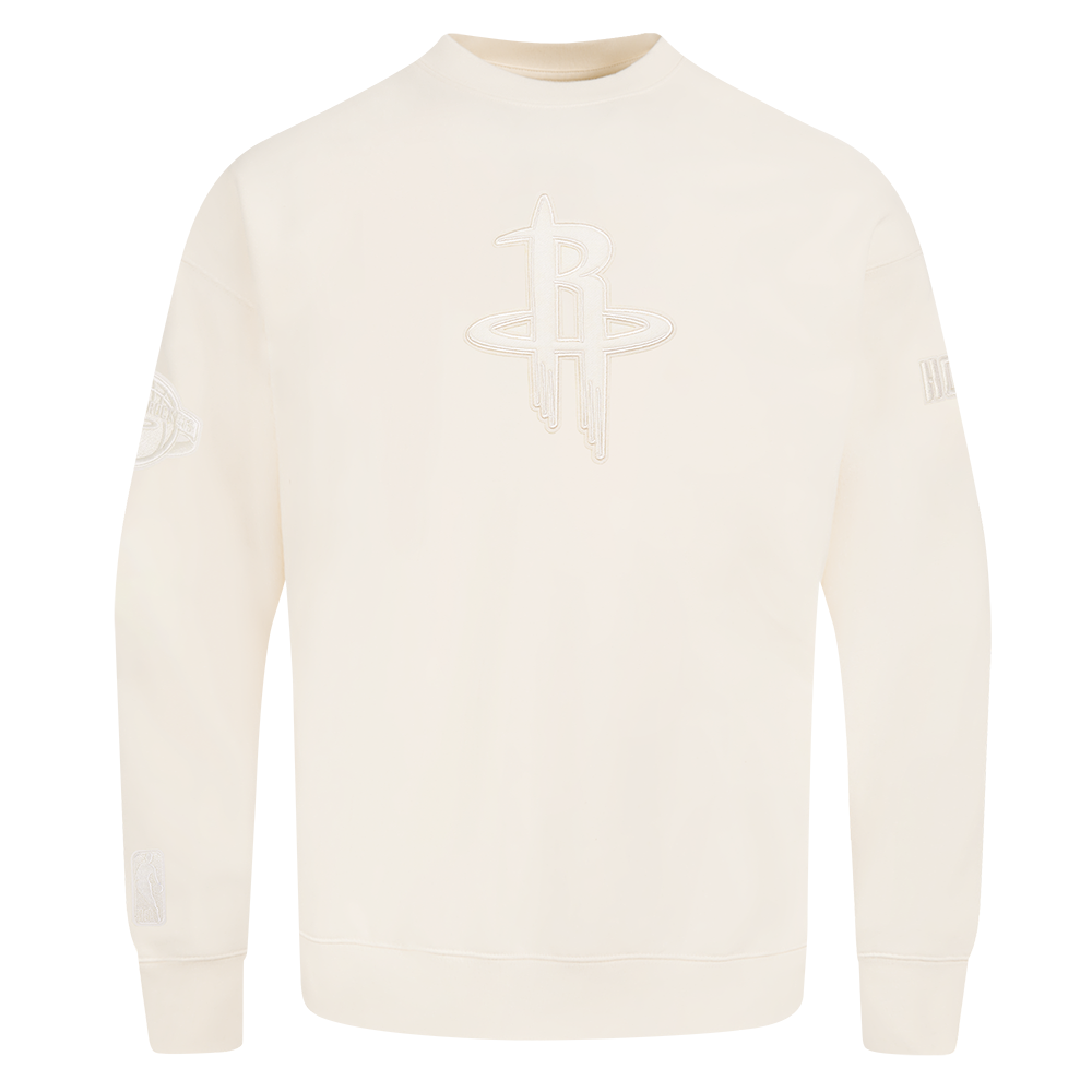NBA HOUSTON ROCKETS NEUTRAL MEN'S DROP SHOULDER FLC CREWNECK (EGGSHELL)