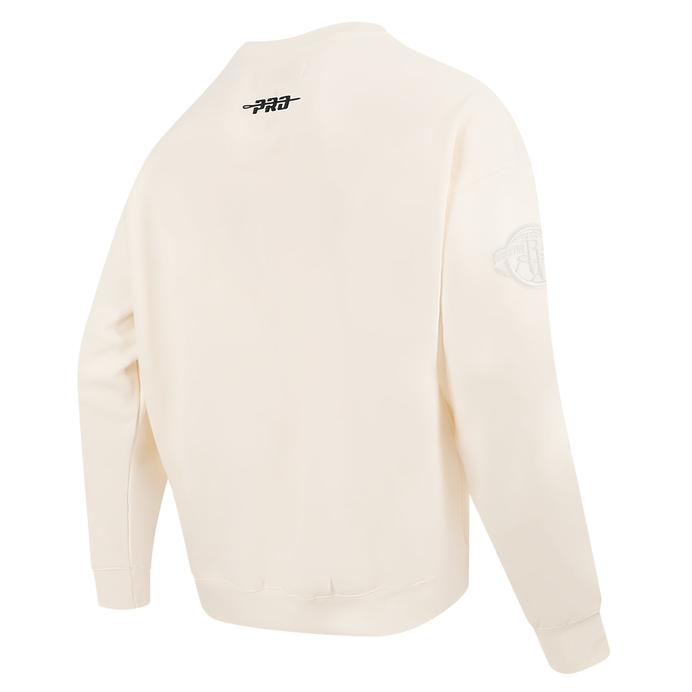 NBA HOUSTON ROCKETS NEUTRAL MEN'S DROP SHOULDER FLC CREWNECK (EGGSHELL)