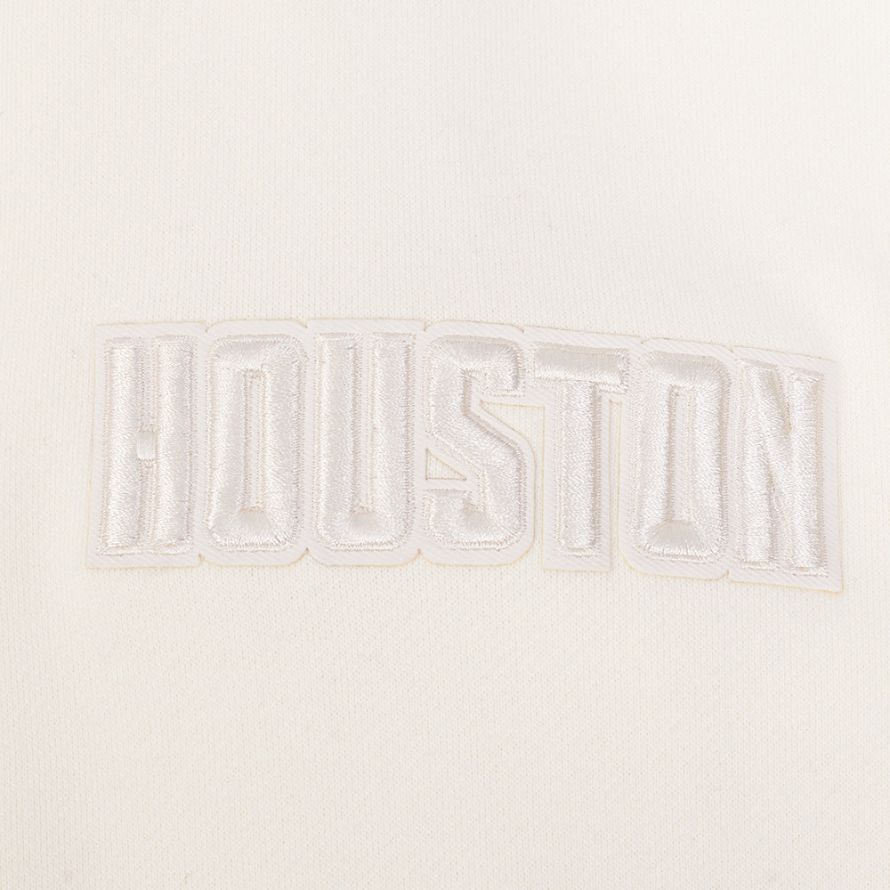 NBA HOUSTON ROCKETS NEUTRAL MEN'S DROP SHOULDER FLC CREWNECK (EGGSHELL)