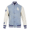 NBA HOUSTON ROCKETS VARSITY BLUES MEN'S DENIM VARSITY JACKET (DENIM/LINEN)