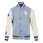 NBA HOUSTON ROCKETS VARSITY BLUES MEN'S DENIM VARSITY JACKET (DENIM/LINEN)