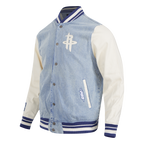 NBA HOUSTON ROCKETS VARSITY BLUES MEN'S DENIM VARSITY JACKET (DENIM/LINEN)