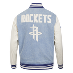 NBA HOUSTON ROCKETS VARSITY BLUES MEN'S DENIM VARSITY JACKET (DENIM/LINEN)