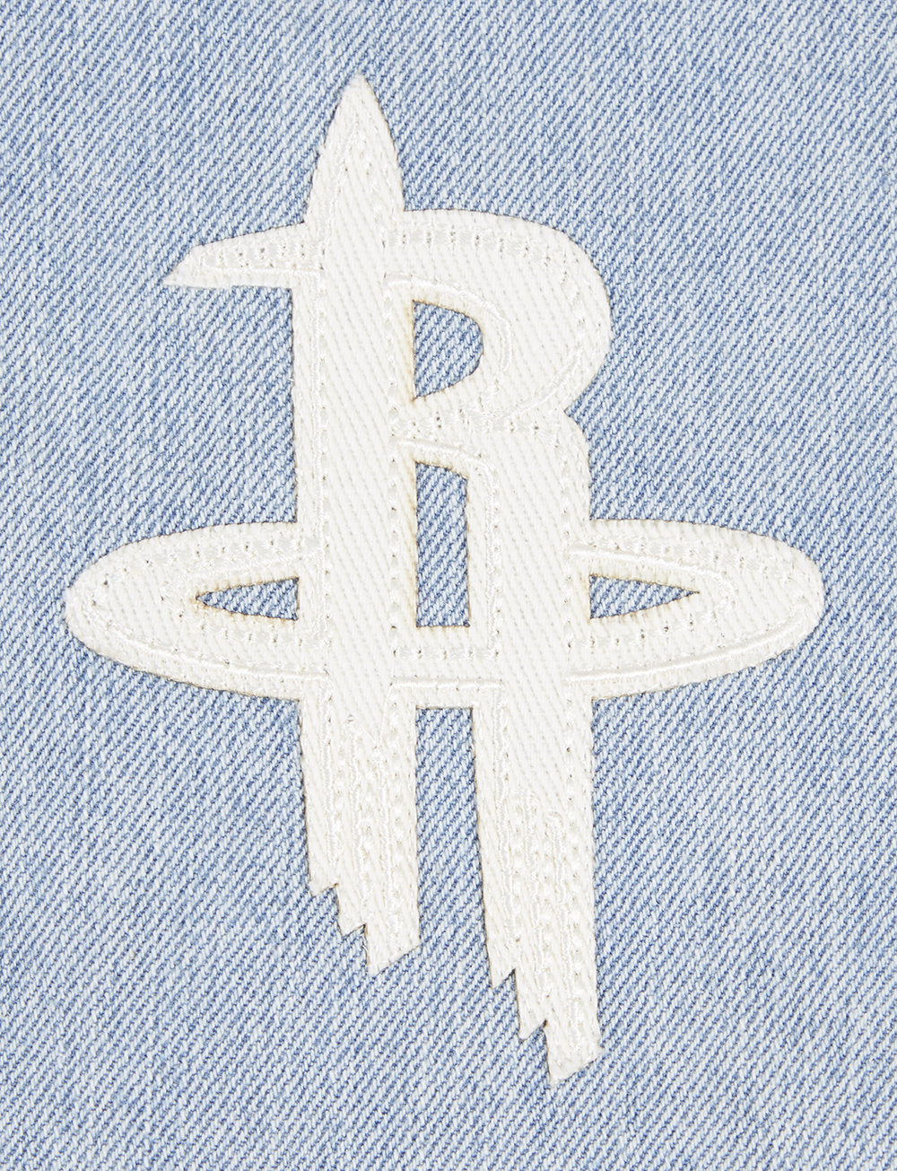 NBA HOUSTON ROCKETS VARSITY BLUES MEN'S DENIM VARSITY JACKET (DENIM/LINEN)