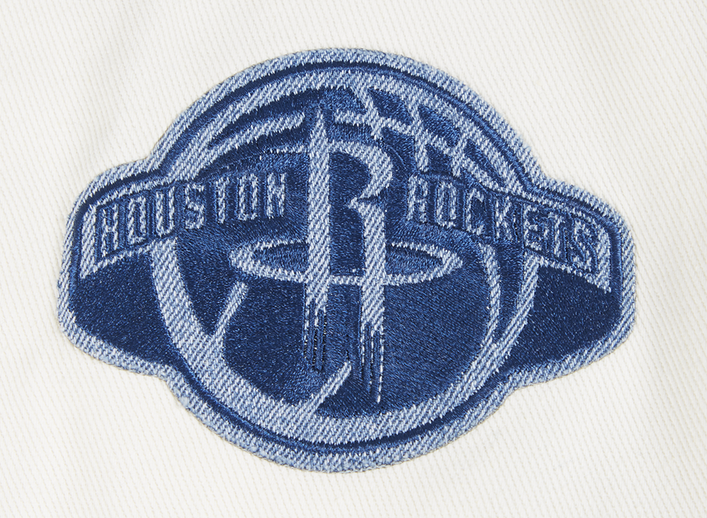 NBA HOUSTON ROCKETS VARSITY BLUES MEN'S DENIM VARSITY JACKET (DENIM/LINEN)