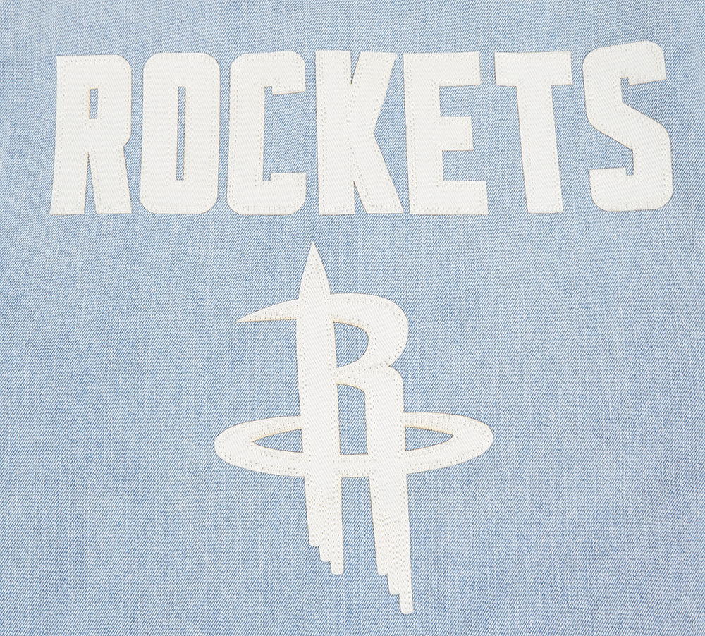 NBA HOUSTON ROCKETS VARSITY BLUES MEN'S DENIM VARSITY JACKET (DENIM/LINEN)