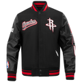 NBA HOUSTON ROCKETS SCRIPT TAIL MEN'S VARSITY JACKET (BLACK/RED/BLACK)
