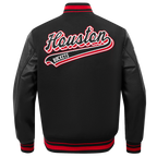 NBA HOUSTON ROCKETS SCRIPT TAIL MEN'S VARSITY JACKET (BLACK/RED/BLACK)