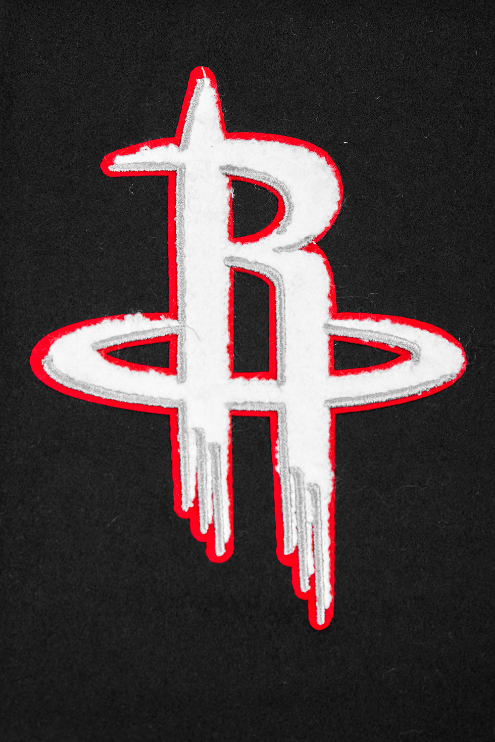 NBA HOUSTON ROCKETS SCRIPT TAIL MEN'S VARSITY JACKET (BLACK/RED/BLACK)