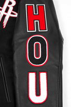 NBA HOUSTON ROCKETS SCRIPT TAIL MEN'S VARSITY JACKET (BLACK/RED/BLACK)