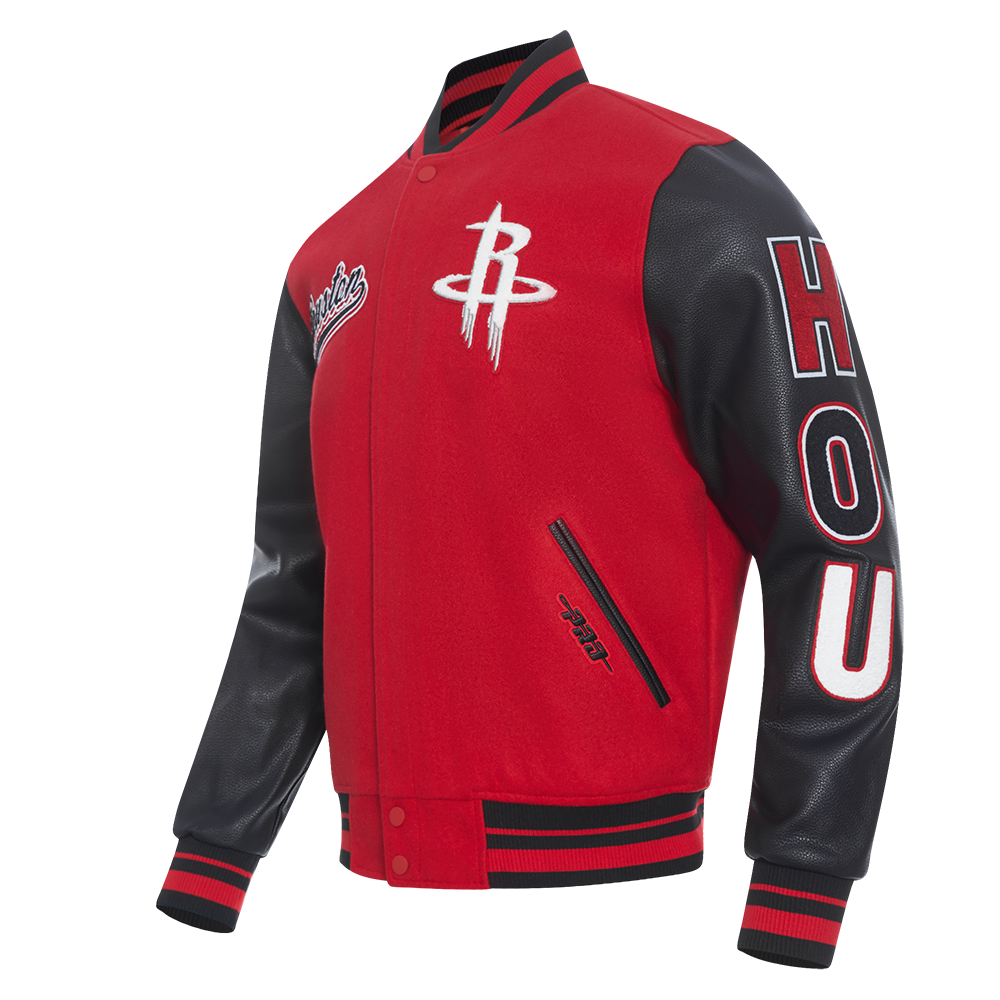 NBA HOUSTON ROCKETS SCRIPT TAIL MEN'S VARSITY JACKET (RED/BLACK)