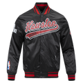 NBA HOUSTON ROCKETS SCRIPT TAIL MEN'S SATIN JACKET (BLACK/RED/BLACK)