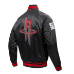 NBA HOUSTON ROCKETS SCRIPT TAIL MEN'S SATIN JACKET (BLACK/RED/BLACK)