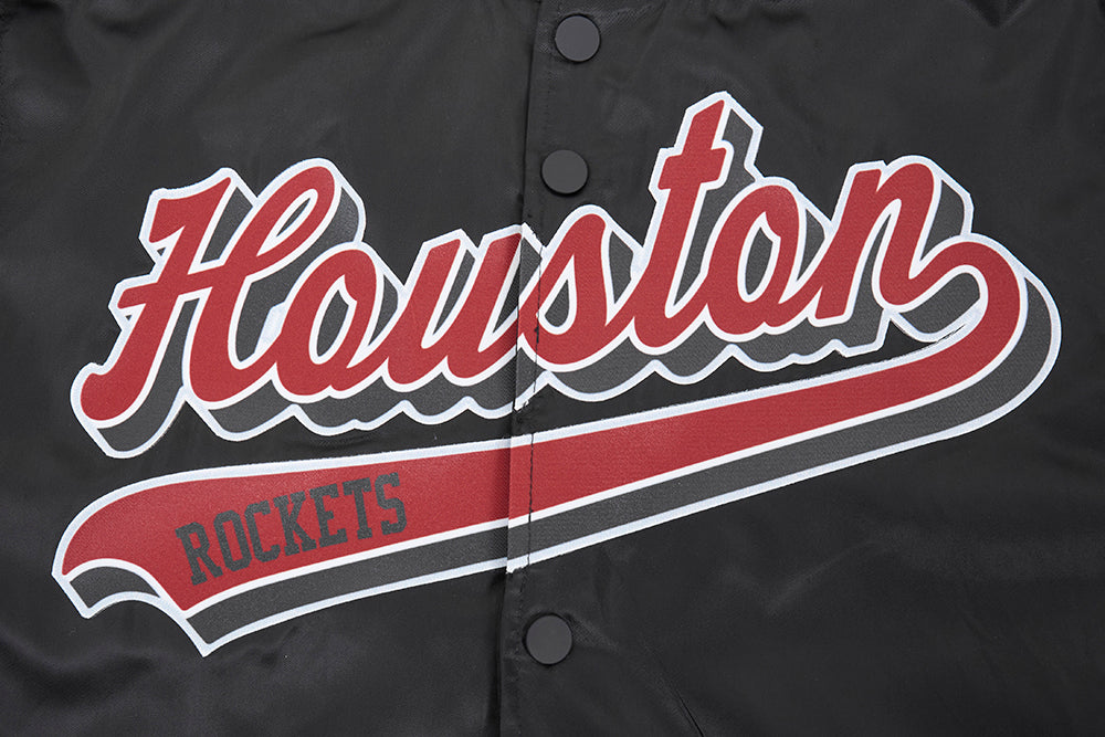 NBA HOUSTON ROCKETS SCRIPT TAIL MEN'S SATIN JACKET (BLACK/RED/BLACK)