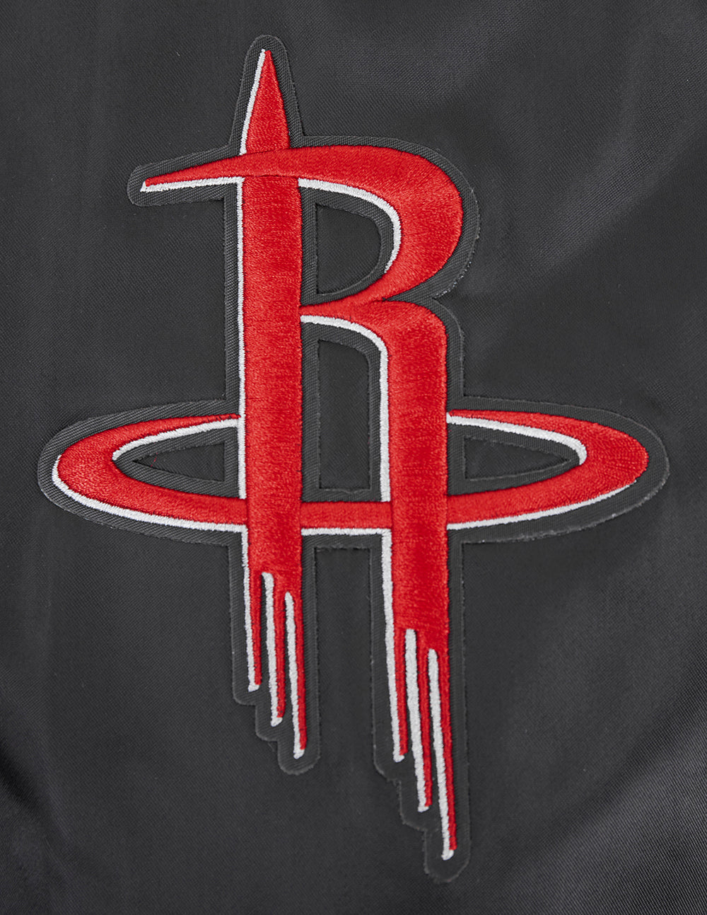 NBA HOUSTON ROCKETS SCRIPT TAIL MEN'S SATIN JACKET (BLACK/RED/BLACK)