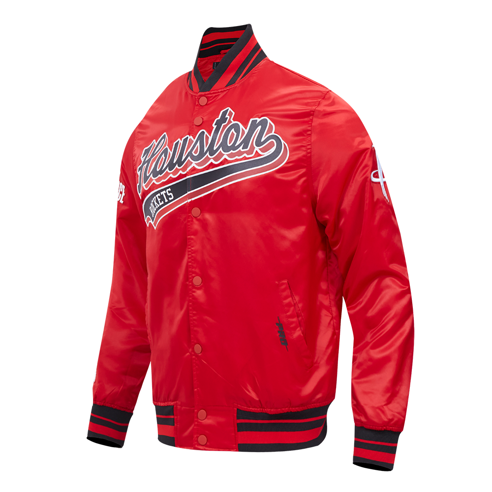 NBA HOUSTON ROCKETS SCRIPT TAIL MEN'S SATIN JACKET (RED/BLACK)