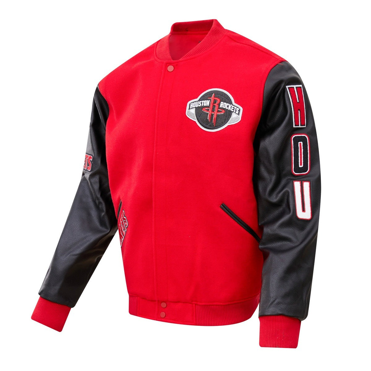 NBA HOUSTON ROCKETS CLASSIC WOOL MEN'S VARSITY JACKET (RED/BLACK)