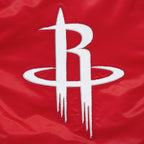 NBA HOUSTON ROCKETS RETRO CLASSIC BLOUSON EN SATIN À BORDS CÔTELÉS POUR HOMME (ROUGE/NOIR)