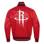 NBA HOUSTON ROCKETS RETRO CLASSIC BLOUSON EN SATIN À BORDS CÔTELÉS POUR HOMME (ROUGE/NOIR)