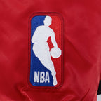 NBA HOUSTON ROCKETS RETRO CLASSIC BLOUSON EN SATIN À BORDS CÔTELÉS POUR HOMME (ROUGE/NOIR)