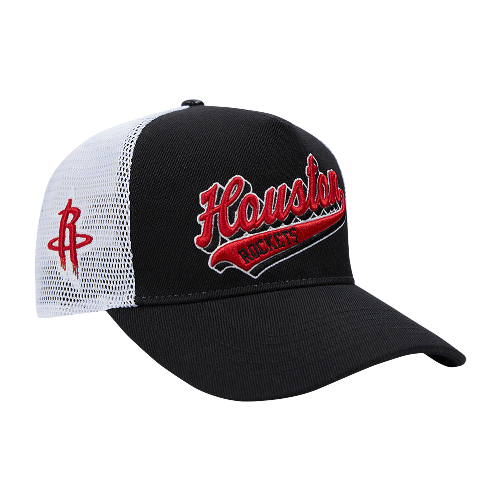 NBA HOUSTON ROCKETS SCRIPT TAIL TRUCKER HAT (BLACK)