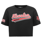 NBA HOUSTON ROCKETS SCRIPT TAIL T-SHIRT EN JERSEY SIMPLE À COUPE CARRÉE POUR FEMME (NOIR)