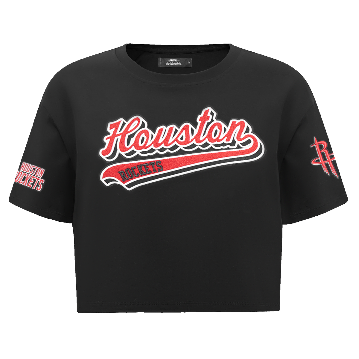 NBA HOUSTON ROCKETS SCRIPT TAIL T-SHIRT EN JERSEY SIMPLE À COUPE CARRÉE POUR FEMME (NOIR)