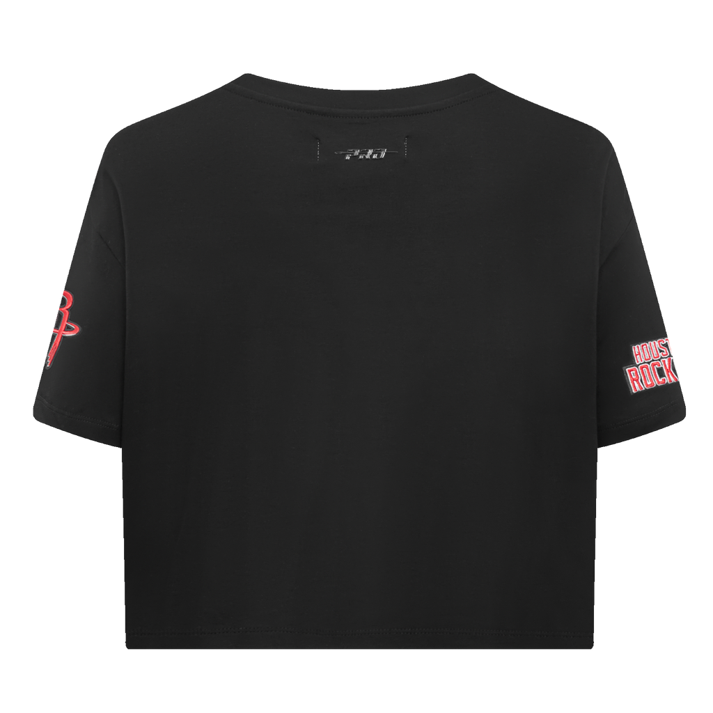NBA HOUSTON ROCKETS SCRIPT TAIL T-SHIRT EN JERSEY SIMPLE À COUPE CARRÉE POUR FEMME (NOIR)