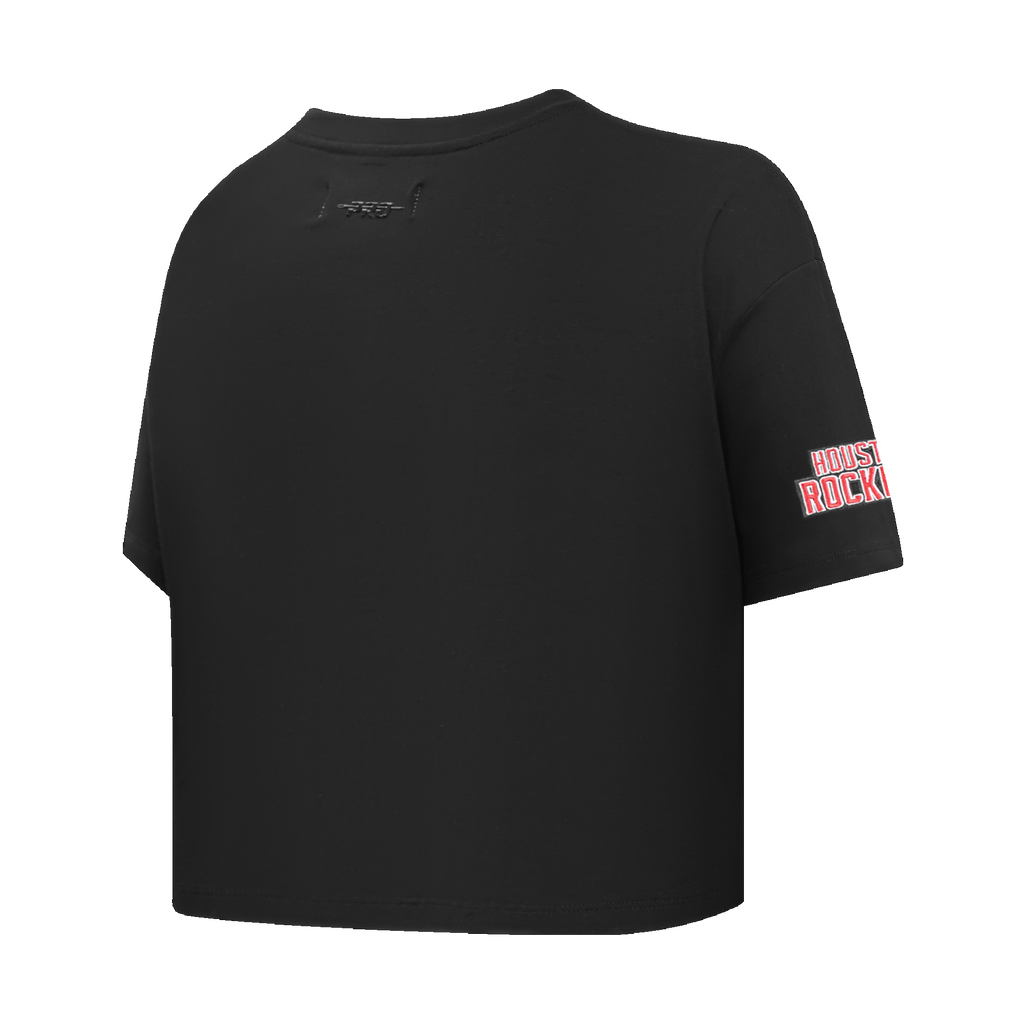 NBA HOUSTON ROCKETS SCRIPT TAIL T-SHIRT EN JERSEY SIMPLE À COUPE CARRÉE POUR FEMME (NOIR)