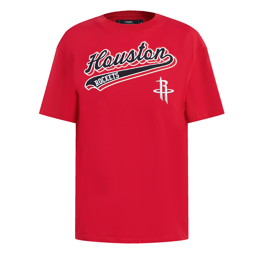 NBA HOUSTON ROCKETS SCRIPT TAIL T-SHIRT DE COUPE BOYFRIEND POUR FEMME (ROUGE)