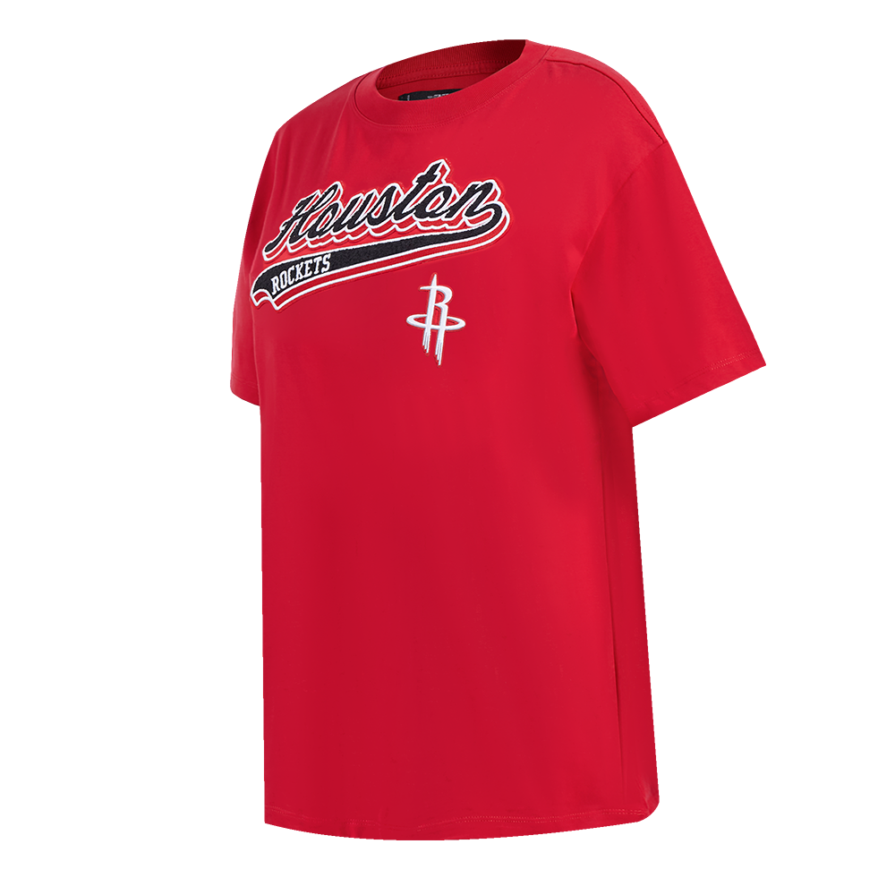 NBA HOUSTON ROCKETS SCRIPT TAIL T-SHIRT DE COUPE BOYFRIEND POUR FEMME (ROUGE)