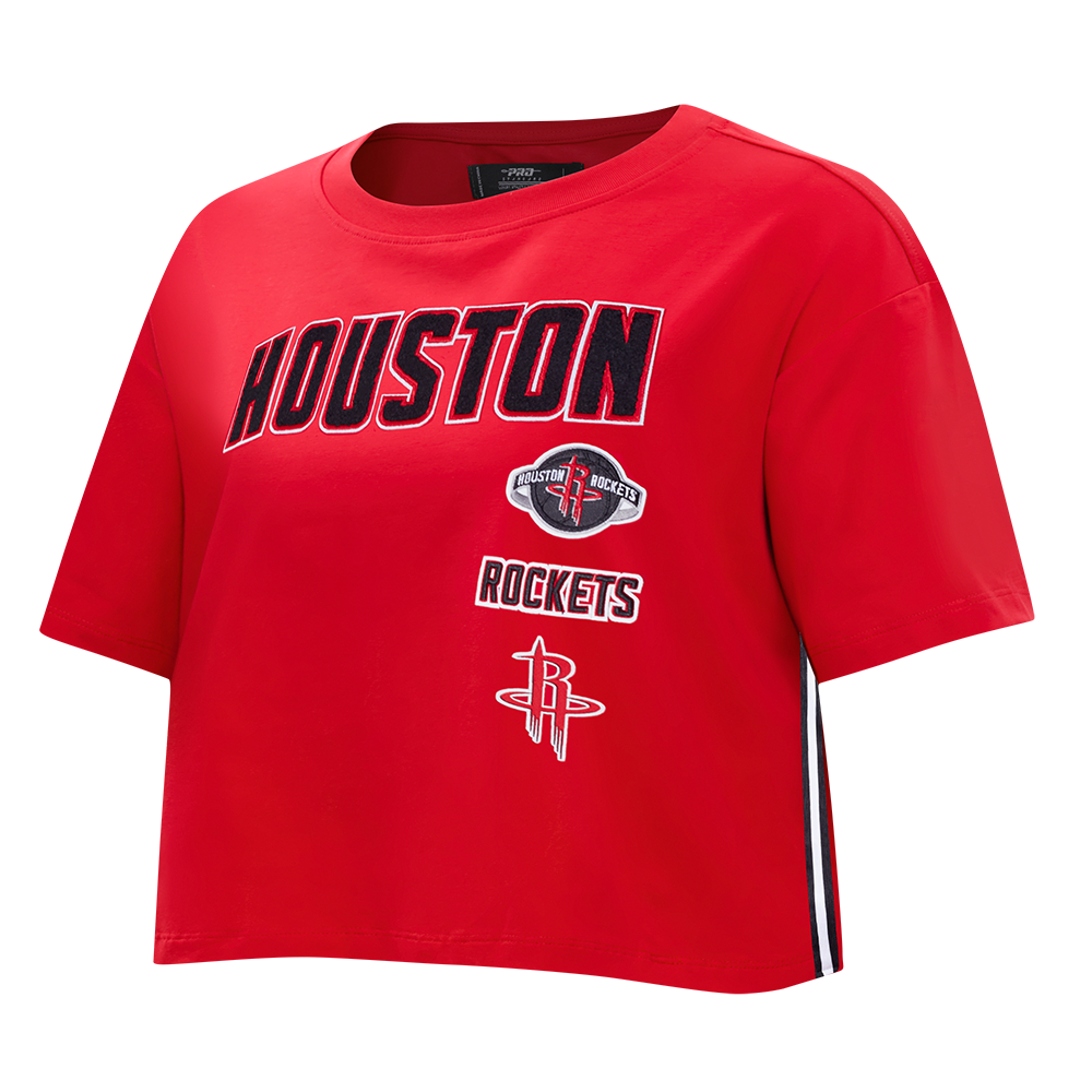 NBA HOUSTON ROCKETS RETRO CLASSIC WOMEN'S BOXY TEE (RED)