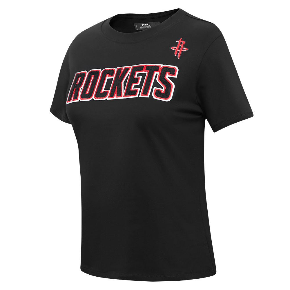 NBA HOUSTON ROCKETS CLASSIC SHORT SLEEVE WOMEN'S SINGLE JERSEY SLIM FIT TEE (BLACK)