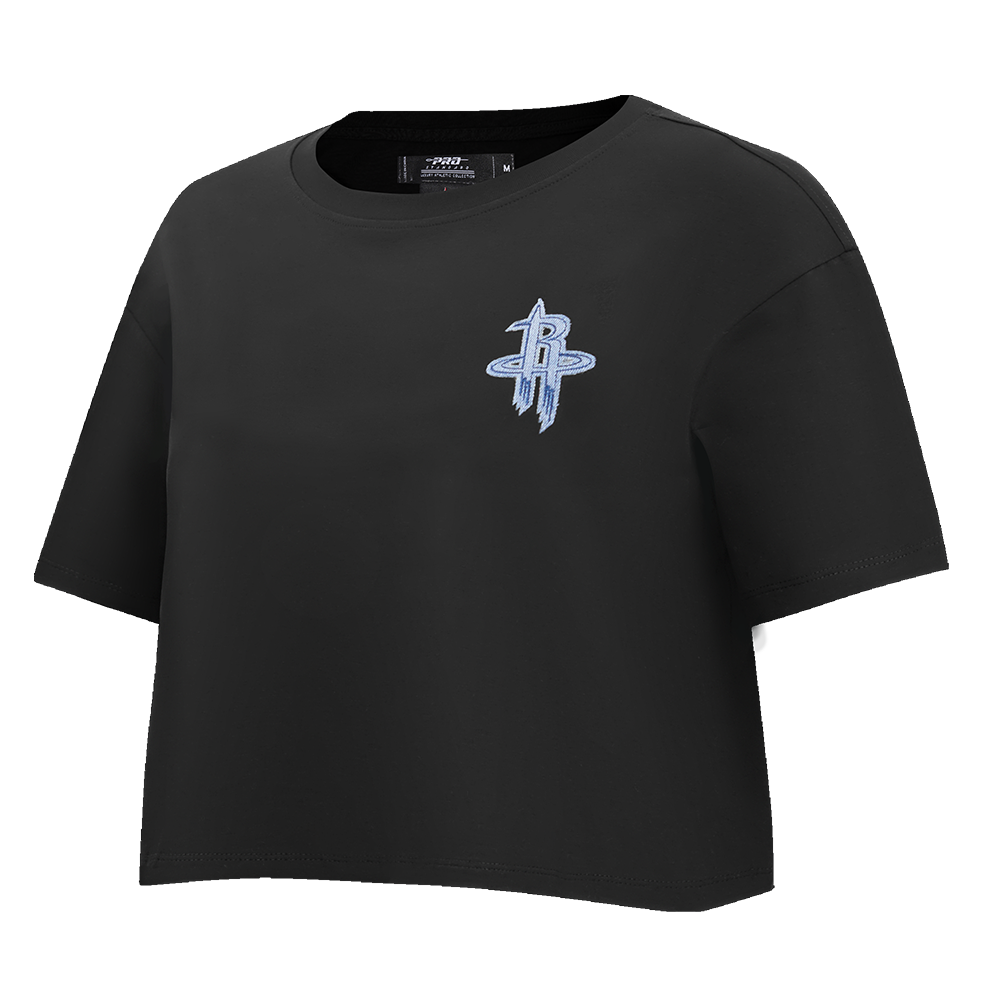 NBA HOUSTON ROCKETS VARSITY BLUES WOMEN'S BOXY TEE (BLACK)