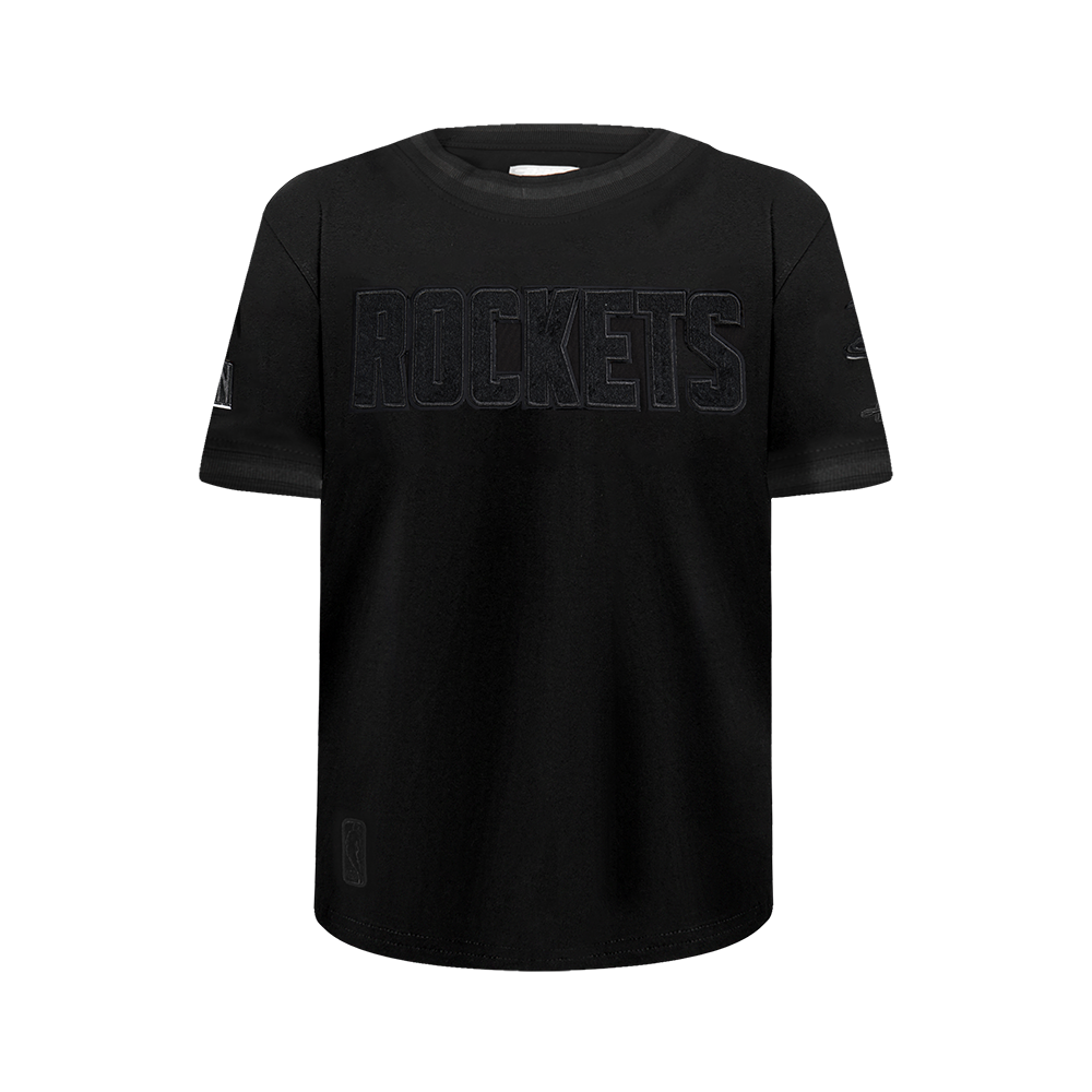 NBA HOUSTON ROCKETS TRIPLE BLACK BIG BOY'S SS STRIPED RIB TEE (JET BLACK)