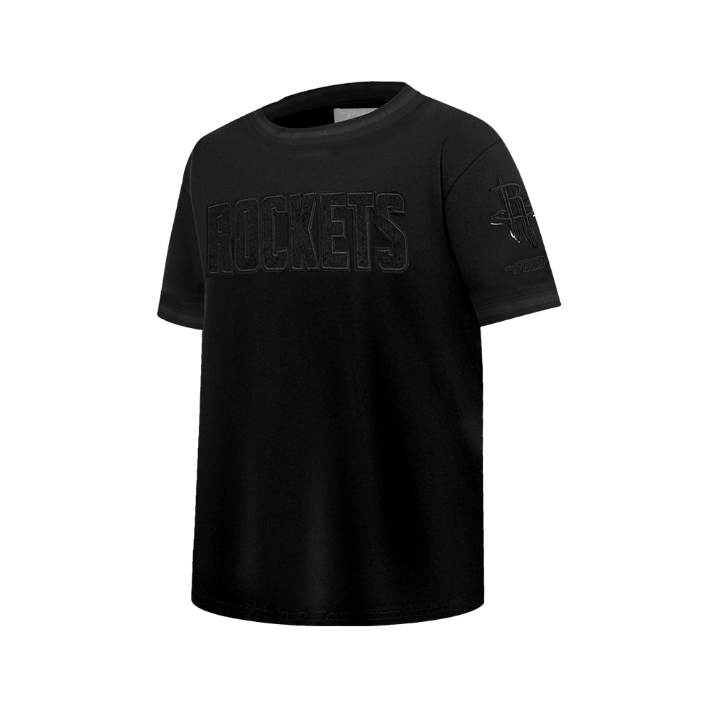 NBA HOUSTON ROCKETS TRIPLE BLACK BIG BOY'S SS STRIPED RIB TEE (JET BLACK)