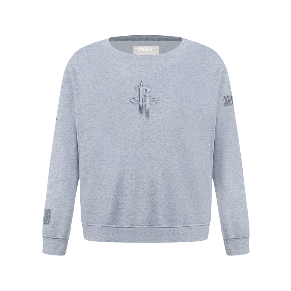 NBA HOUSTON ROCKETS NEUTRAL BIG BOY'S FLC CREWNECK (DARK HEATHER GRAY)