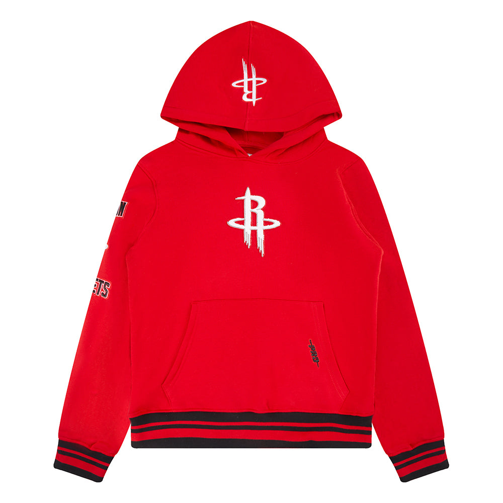 NBA HOUSTON ROCKETS RETRO CLASSIC BIG BOY'S RIB FLEECE PULLOVER HOODIE (RED/BLACK)