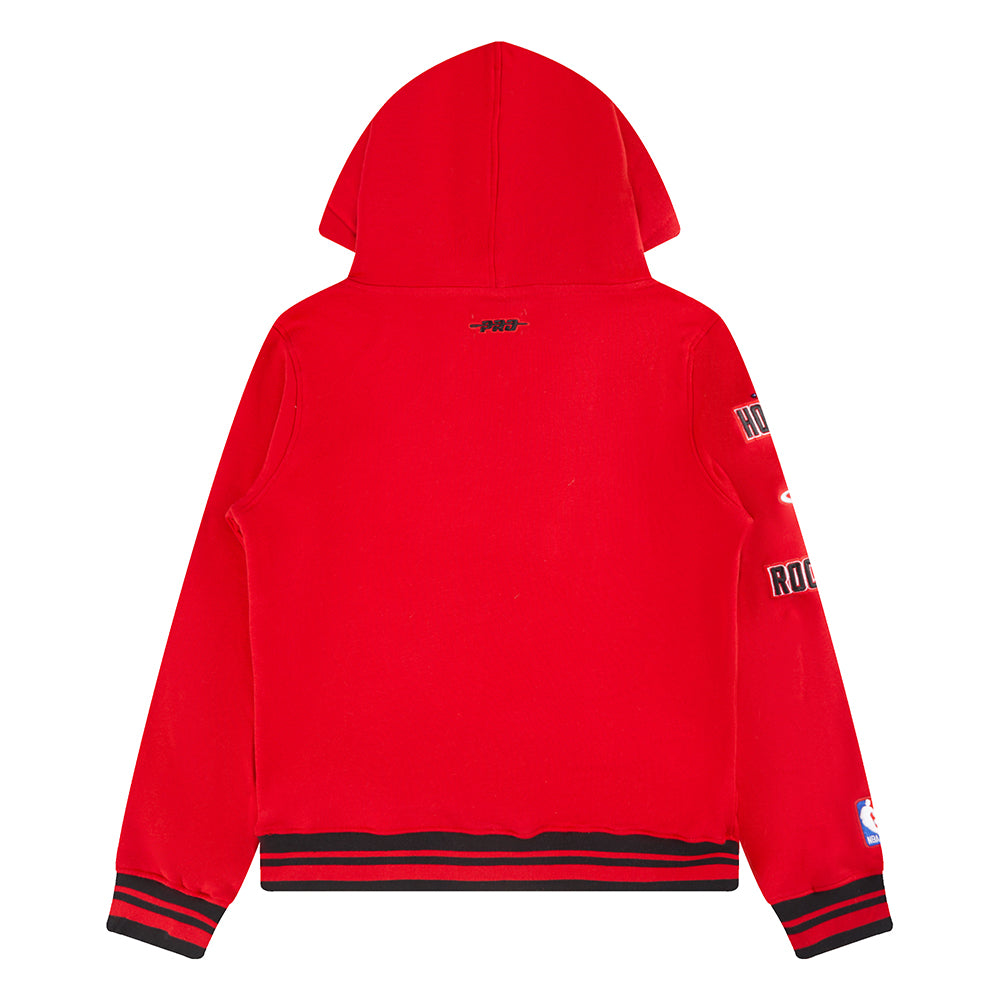 NBA HOUSTON ROCKETS RETRO CLASSIC BIG BOY'S RIB FLEECE PULLOVER HOODIE (RED/BLACK)