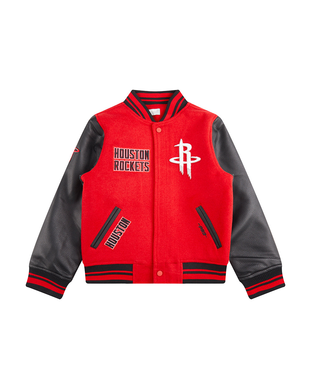NBA HOUSTON ROCKETS RETRO CLASSIC BLOUSON COLLÉGIAL EN LAINE À BORDS CÔTELÉS POUR GARÇON JUNIOR (ROUGE/NOIR)