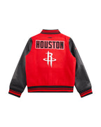 NBA HOUSTON ROCKETS RETRO CLASSIC BLOUSON COLLÉGIAL EN LAINE À BORDS CÔTELÉS POUR GARÇON JUNIOR (ROUGE/NOIR)