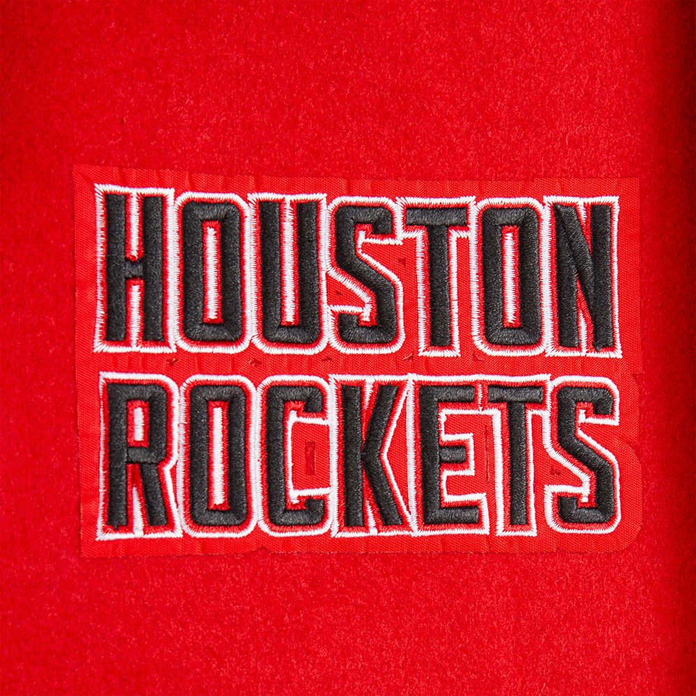 NBA HOUSTON ROCKETS RETRO CLASSIC BLOUSON COLLÉGIAL EN LAINE À BORDS CÔTELÉS POUR GARÇON JUNIOR (ROUGE/NOIR)