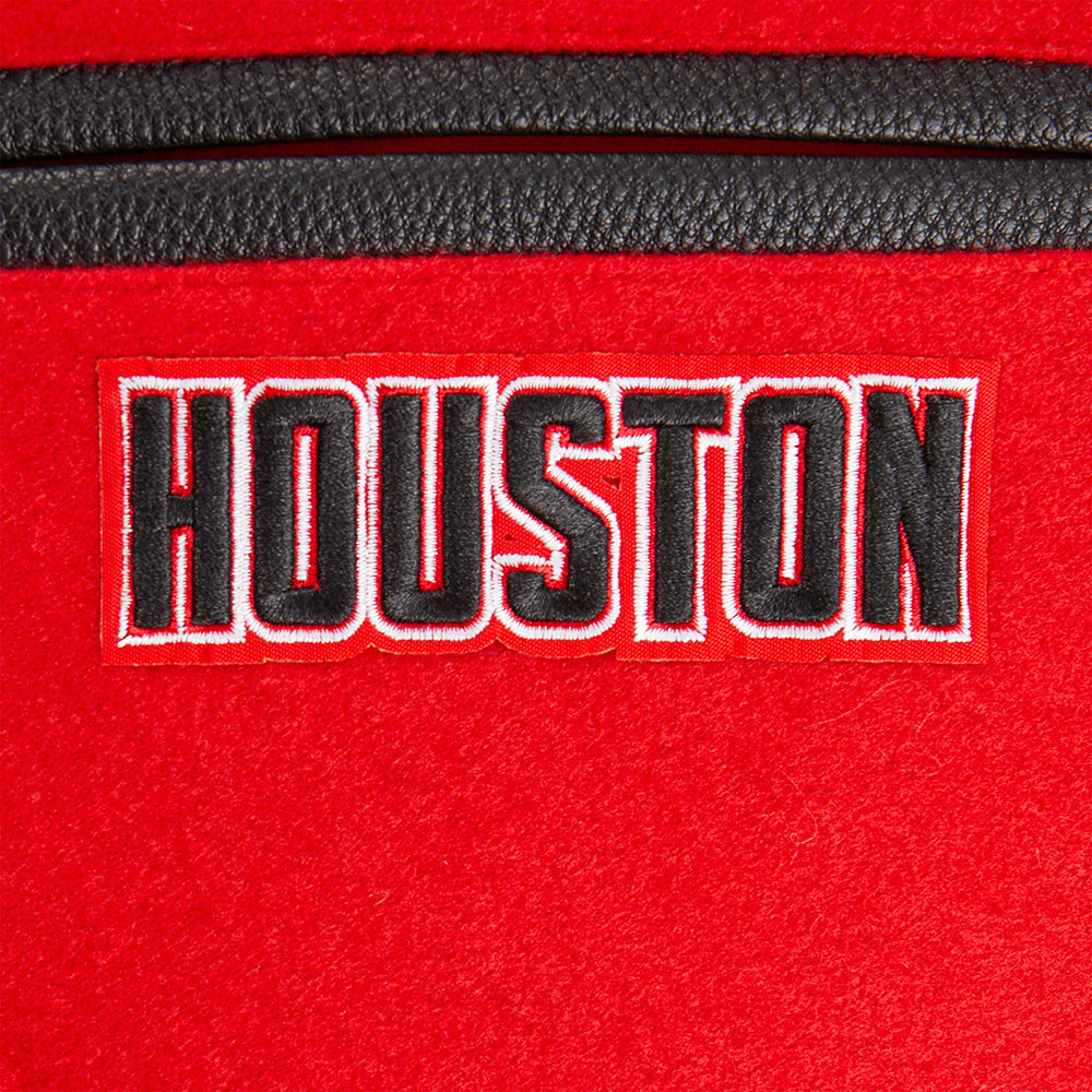 NBA HOUSTON ROCKETS RETRO CLASSIC BLOUSON COLLÉGIAL EN LAINE À BORDS CÔTELÉS POUR GARÇON JUNIOR (ROUGE/NOIR)
