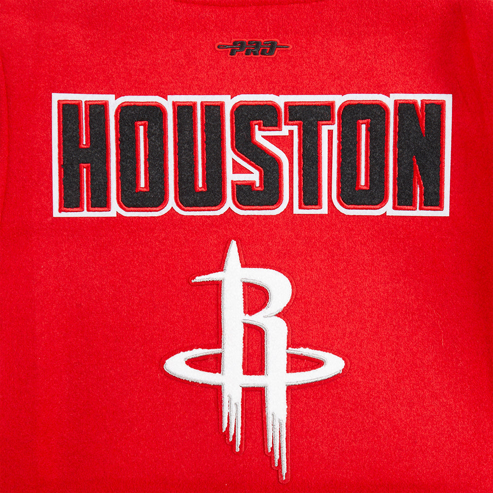 NBA HOUSTON ROCKETS RETRO CLASSIC BLOUSON COLLÉGIAL EN LAINE À BORDS CÔTELÉS POUR GARÇON JUNIOR (ROUGE/NOIR)
