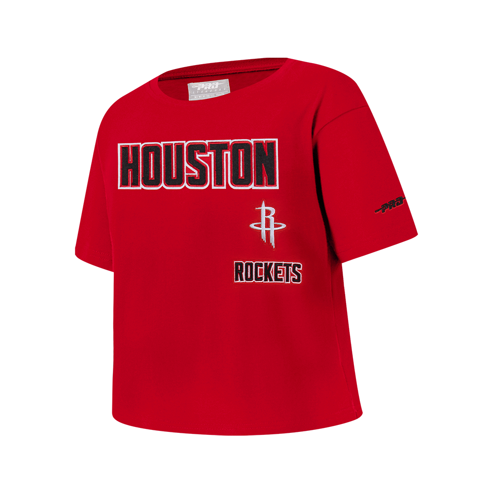 NBA HOUSTON ROCKETS RETRO CLASSIC BIG GIRLS SHORT SLEEVE BOXY TEE (RED)