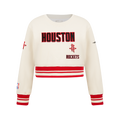 NBA HOUSTON ROCKETS RETRO CLASSIC BIG GIRL'S RIB FLC CREWNECK (EGGSHELL/ RED)
