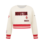NBA HOUSTON ROCKETS RETRO CLASSIC BIG GIRL'S RIB FLC CREWNECK (EGGSHELL/ RED)
