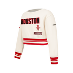 NBA HOUSTON ROCKETS RETRO CLASSIC BIG GIRL'S RIB FLC CREWNECK (EGGSHELL/ RED)